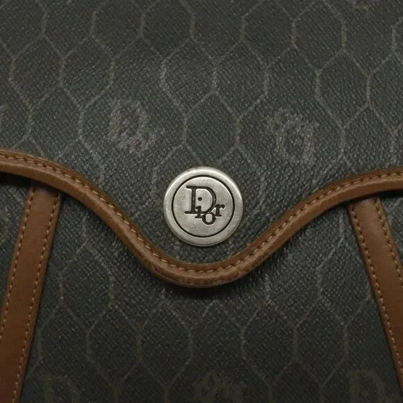 Christian Dior Honeycomb Canvas Shoulder Bag PVC Green Gold Auth 125741 - Picture 13 of 15